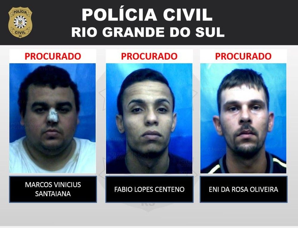 Três homens são procurados pela Polícia Civil, apontados como executores da chacina em boate de Mostardas — Foto: Reprodução/Polícia Civil