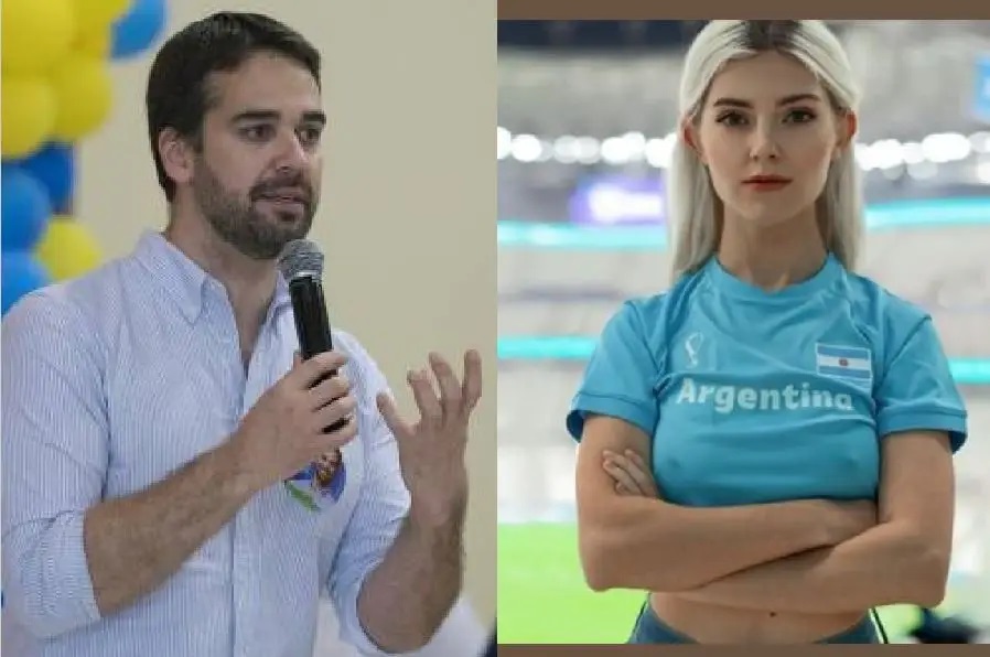 O governador Eduardo Leite e a imagem que foi colocada por hacker em seu perfil no Twitter Reprodução/Reprodução 