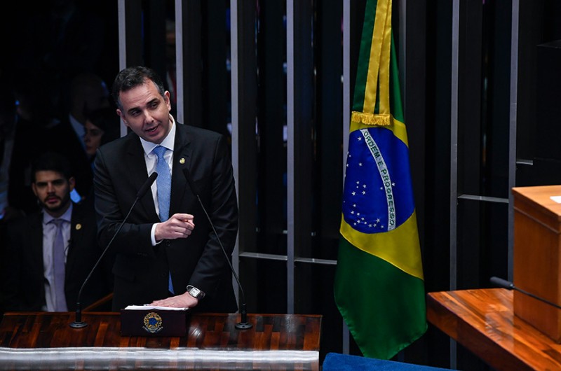 Pacheco discursa na tribuna do Plenário durante a reunião eleição à Presidência do Senado - Jefferson Rudy/Agência Senado