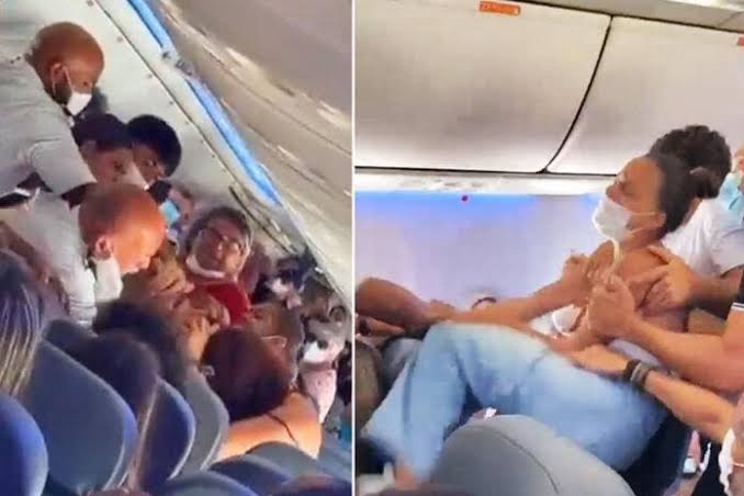 Briga aconteceu em voo com destino a São Paulo na quinta-feira (2) — Foto: Redes sociais
