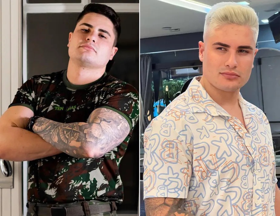 Lucas Souza antes e depois de mudar o visual - Foto: Divulgação / Instagram