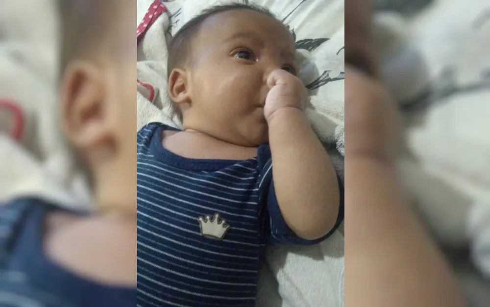 Bebê Ravi Lorenzo, de 2 meses — Foto: Reprodução/TV Anhanguera