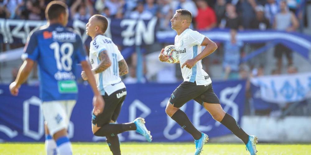 Diego Souza marcou o gol do Grêmio no jogo contra o Aimoré | Foto: Lucas Uebel / Grêmio / Divulgação / CP