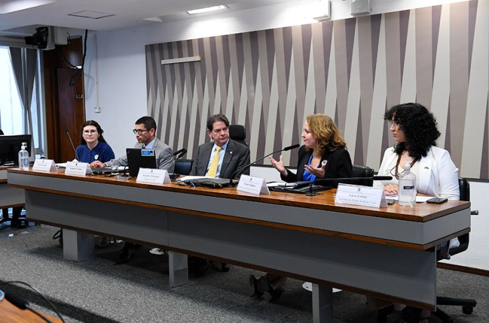 Representante do Reino Unido fala na audiência pública presidida por Cid Gomes (C) - Roque de Sá/Agência Senado