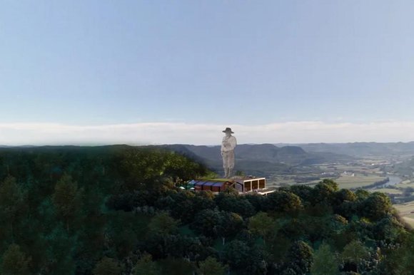Monumento de um gaúcho, com vestes tradicionais e tomando chimarrão, será construído em Arroio do Meio Morro Gaúcho Participações / Divulgação