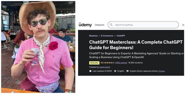 Professor de ChatGPT ensina iniciantes a usar a plataforma — Foto: Arquivo pessoal e reprodução/Udemy