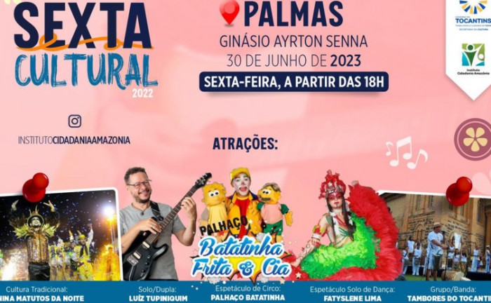 Evento tem entrada franca e é uma boa opção artística e cultural para o final de semana - Foto: Secult/Governo do Tocantins