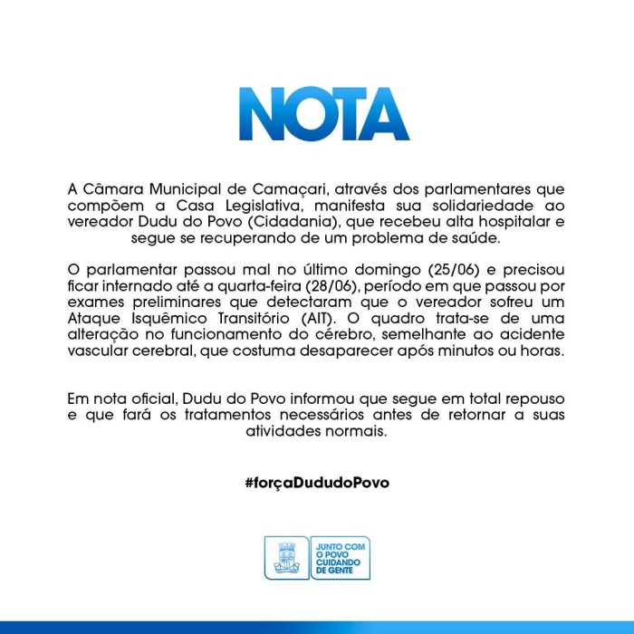 Foto: Reprodução/Câmara de Camaçari - BA