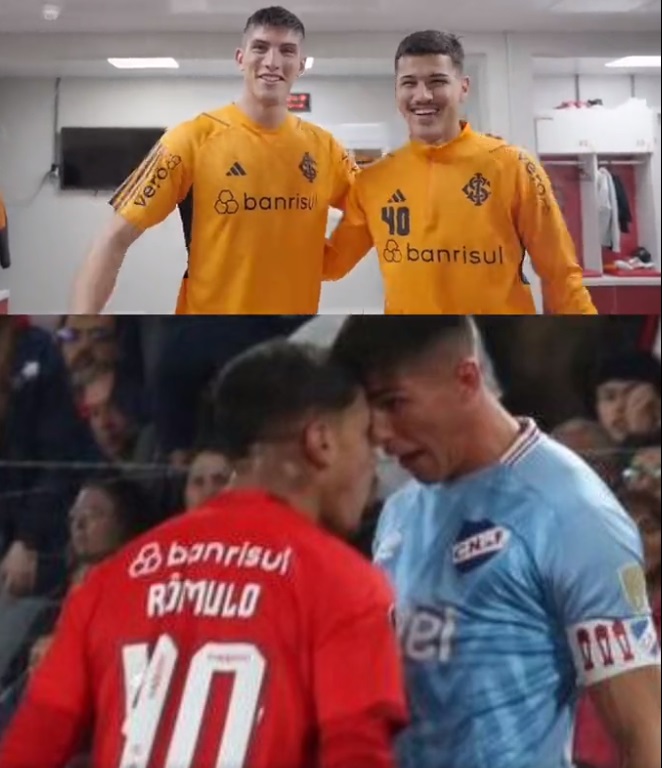 Primeira ação do goleiro foi fazer as pazes com Rômulo, depois do desentendimento em partida pela Libertadores Imagem reprodução Twitter