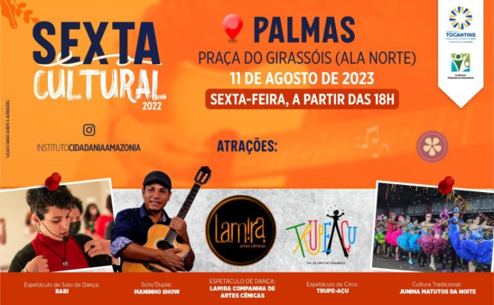 Evento ocorrerá na ala norte da Praça dos Girassóis, a partir das 18 horas, e contará com cinco atrações artísticas que se apresentarão gratuitamente para a população - Foto: Divulgação