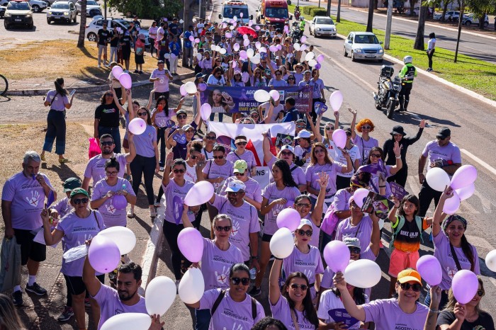Caminhada reuniu diversos órgãos de defesa dos direitos das mulheres - Fotógrafo:Juliana Carneiro/Secom Palmas