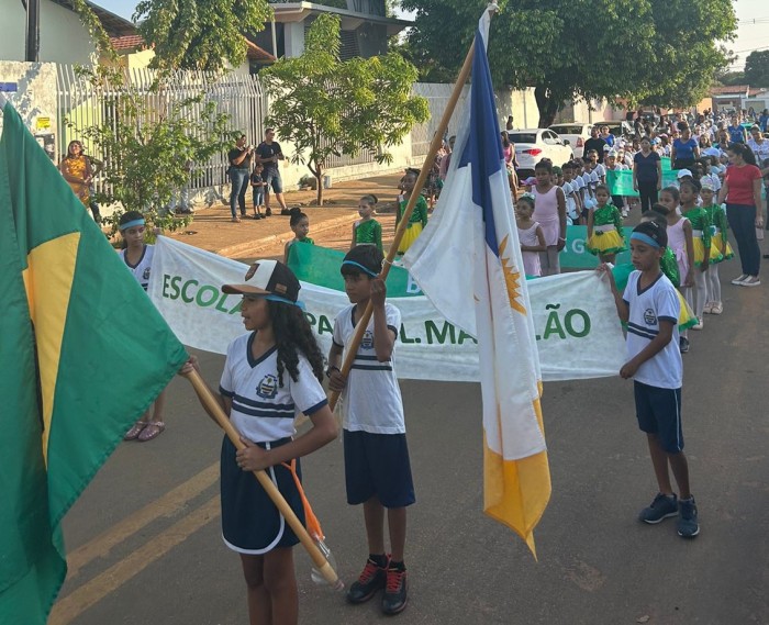 Alunos abordaram durante apresentação das alas, temáticas sobre preservação ao meio ambiente, regiões do Brasil e diversidade cultural - Fotógrafo:Agnes Bittencourt / Semed