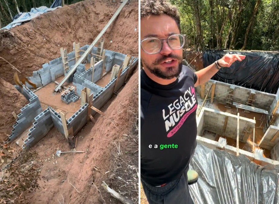 André Luiz está construindo um abrigo subterrâneo com as próprias mãos Foto: TikTok / @ninjaflowoficial / Reprodução