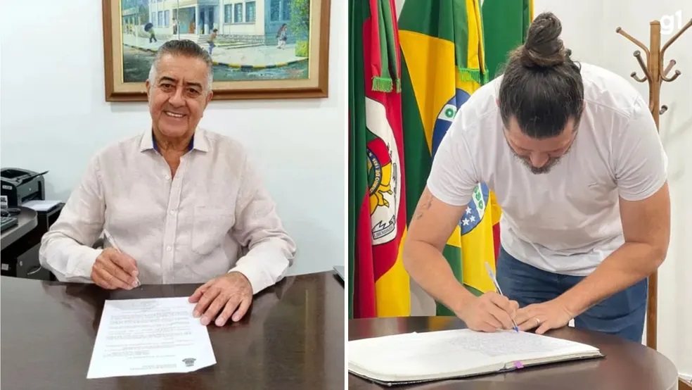 Vice-prefeito Nedy de Vargas (Avante) está hospitalizado; Presidente da Câmara, Cris Moraes, assumiu interinamente o cargo — Foto: Arquivo pessoal e Felipe Figueiró