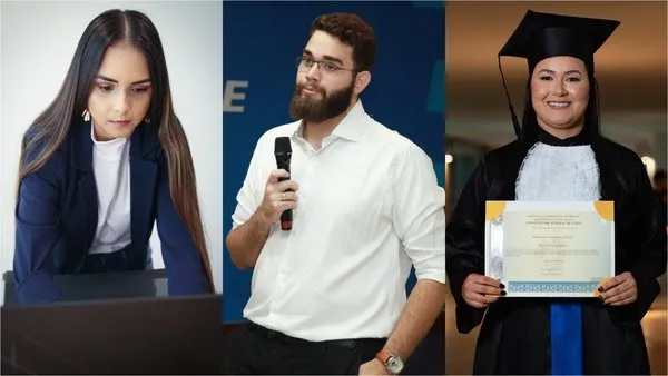 'Ganho mais de R$ 20 mil por mês'; 'Entrei crua e foi difícil no início: profissionais contam como é trabalhar com inteligência artificial — Foto: Rafael Legal/g1 e Arquivos pessoais