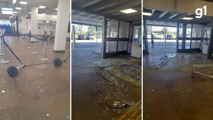 Passageiro vandalizou aeroporto e agrediu funcionário de companhia aérea após perder voo em Pelotas — Foto: Stéfane Costa/RBS TV