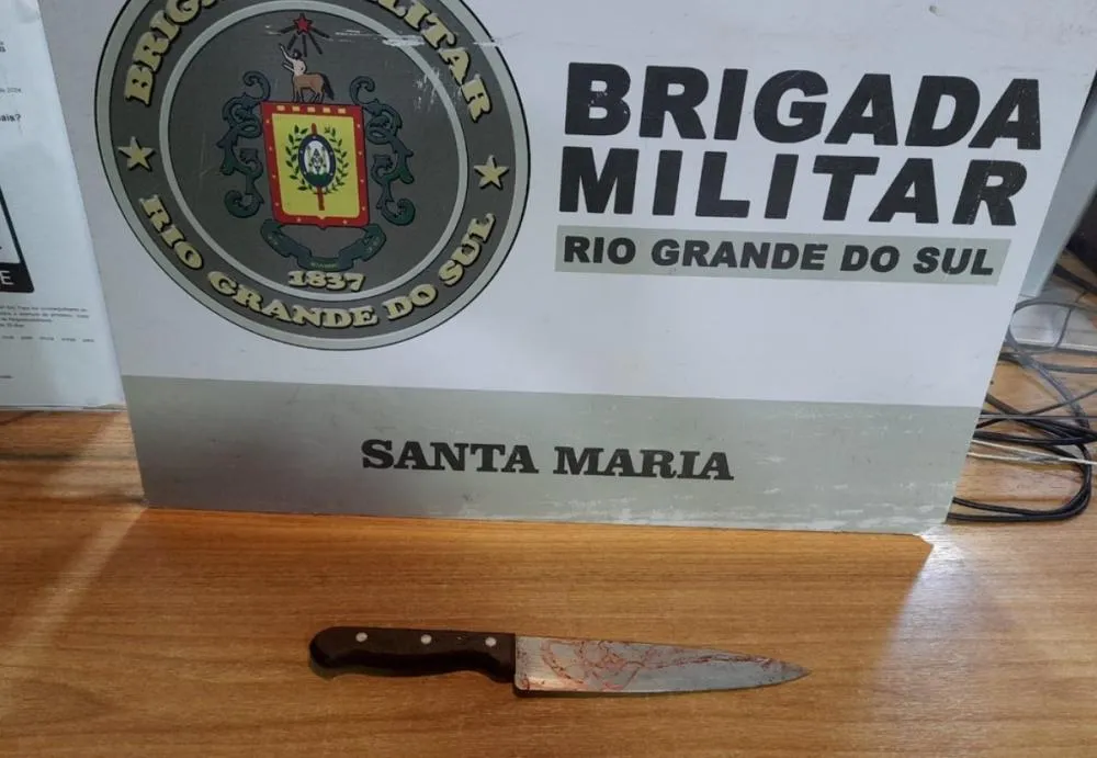 Foto: Brigada Militar Faca utilizada no crime, foi apreendida pela Brigada Militar