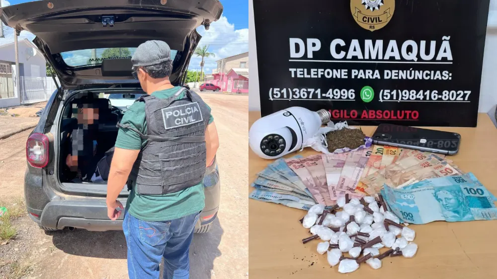 Jovem de 18 anos é preso por tráfico de drogas em Camaquã. Foto: Divulgação | PC
