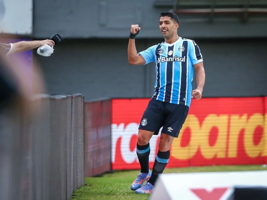 Suárez fez o gol da vitória do Grêmio contra o Caxias na estreia do Gauchão 2023 Foto : Lucas Uebel / Grêmio / CP