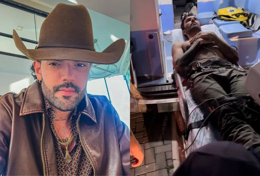 Luan Pereira é levado de ambulância após passar mal depois de show — Foto: Reprodução/ Instagram