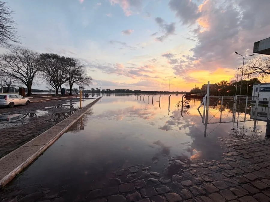 Rio Uruguai segue em cota de inundação em Itaqui na manhã desta segunda-feira Foto : Letícia Licker / Prefeitura de Itaqui / CP