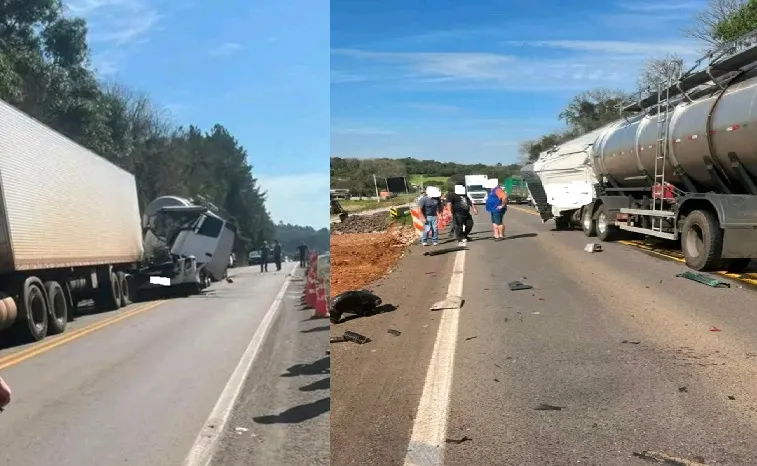 Engavetamento com vários veículos bloqueia BR-386 entre Tio Hugo e Ibirapuitã