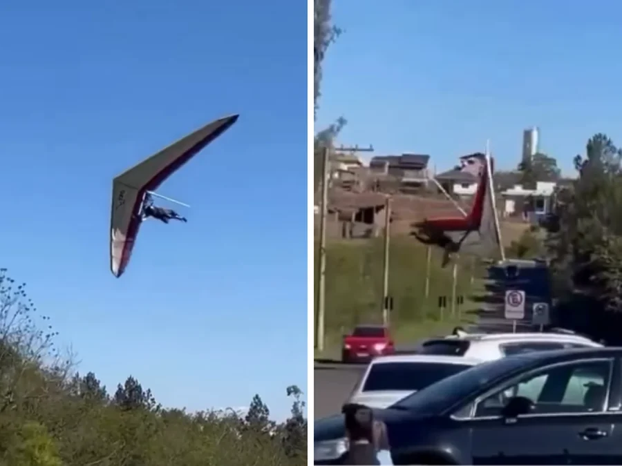 Segundo Associação Gaúcha de Voo Livre de Sapiranga, uma turbulência teria alterado trajetória do piloto durante aproximação para pouso Foto : Redes Sociais / Reprodução / CP
