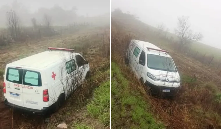 Ambulância de Barros Cassal sai da pista na RS-153 durante transferência de paciente