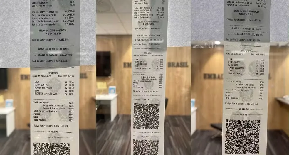 Boletins de urna da Nova Zelândia. — Foto: Lucas Salviano