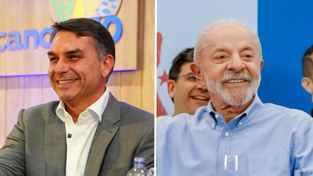 Fotos: Charles Vieira / Divulgação Flávio Bolsonaro | Ricardo Stuckert / Divulgação Lula