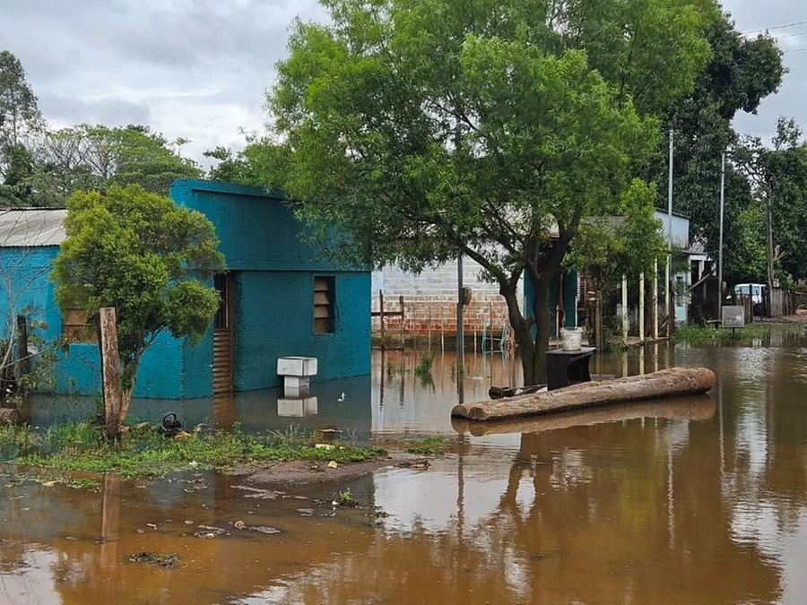 Em Itaqui, o Rio Uruguai marcava 9,70 metros às 8h15min | Foto : Juliano Romero Cabral / Prefeitura de Itaqui / CP