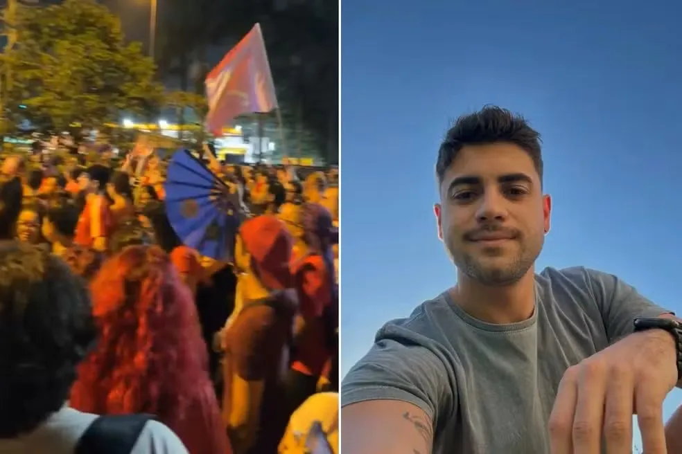 Marcelo de Oliveira Rocha, de 30 anos, foi espancado após se afastar de um ato político em Santos, SP — Foto: g1 Santos e Reprodução/Instagram