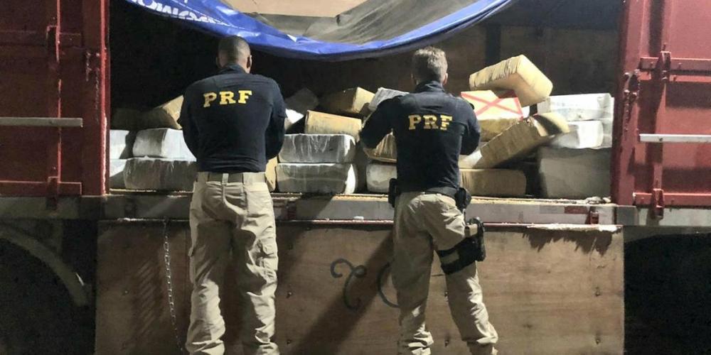 Centenas de fardos da droga escondidos entre os grãos de milho | Foto: PRF / Divulgação / CP