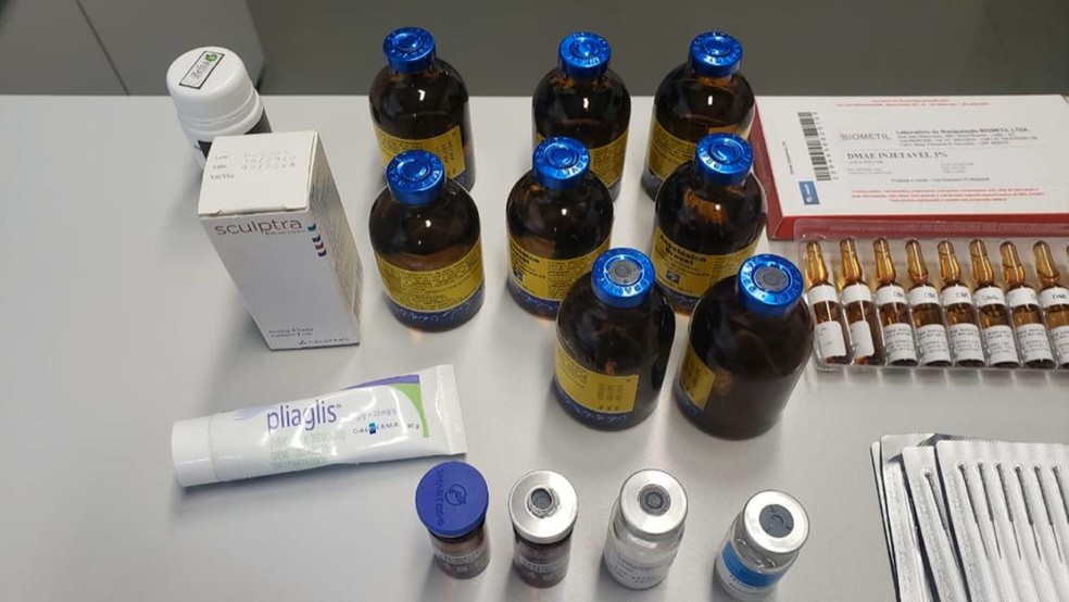 Produtos encontrados na clínica em Porto Alegre — Foto: Polícia Civil/Divulgação
