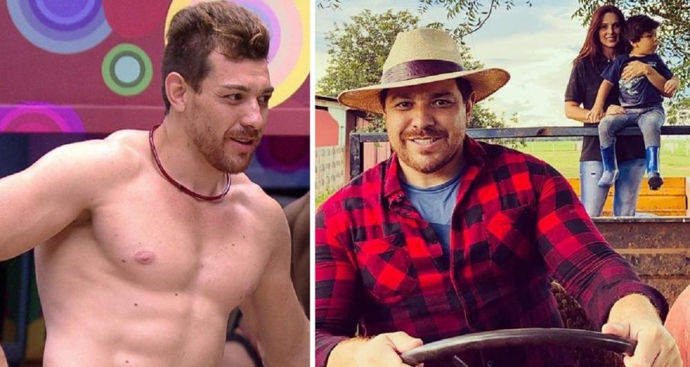 Antes e depois: Cézar Lima, no confinamento do BBB15, e com a família em fazenda nos dias atuais (Foto: Reprodução/TV Globo e Instagram)