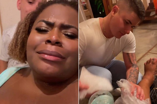 Jojo Todynho torce o joelho durante festa de casamento e ganha cuidados do marido