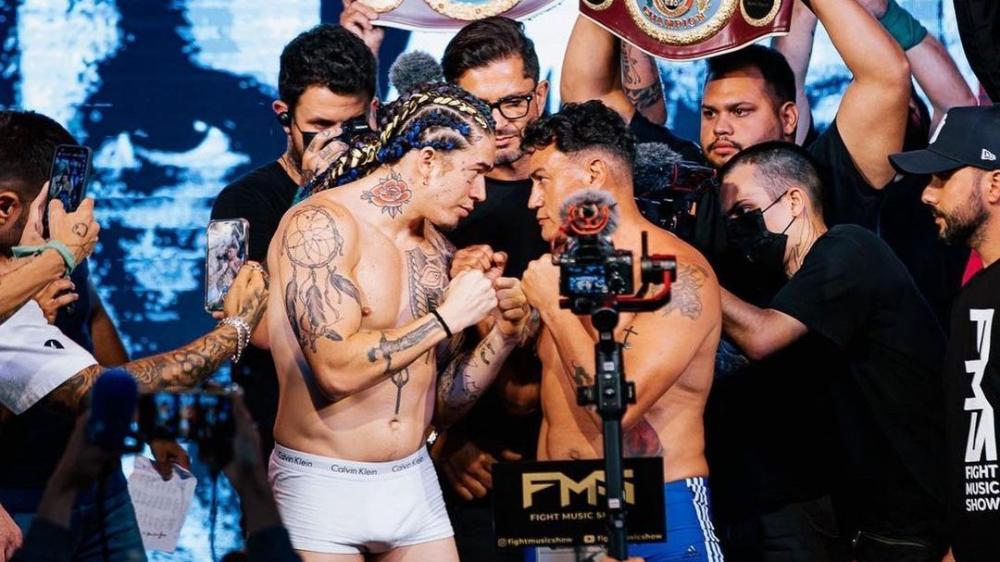 Whindersson Nunes e Popó em dia de pesagem para luta — Foto: Reprodução/Instagram
