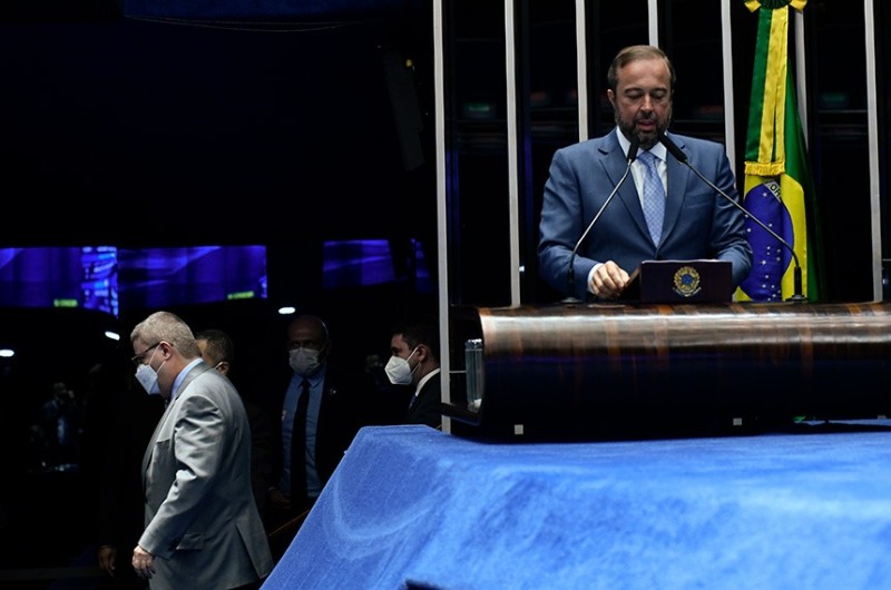 O senador Alexandre Silveira (PSD-MG), empossado nesta quarta-feira, na vaga de Antonio Anastasia, fez seu primeiro pronunciamento - Geraldo Magela/Agência Senado