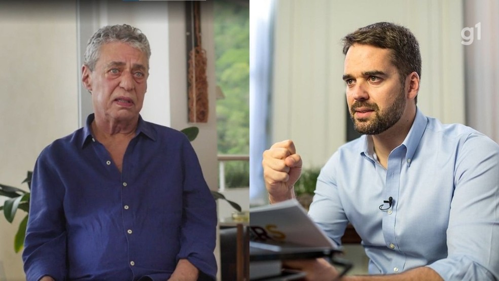 Chico Buarque e Eduardo Leite — Foto: Reprodução