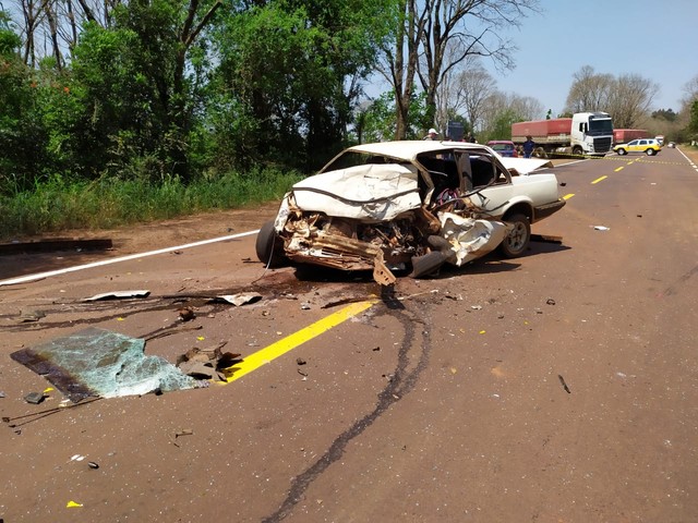 Duas pessoas morreram em um acidente na ERS-155, em Santo Augusto — Foto: Divulgação/CRBM