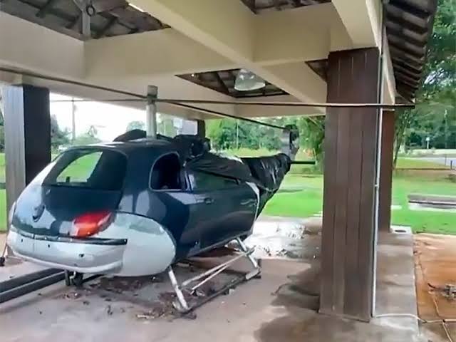 Não sabemos onde e quando o Ford Ka helicópero foi flagrado no vídeo que viralizou nas redes sociais Imagem: Reprodução