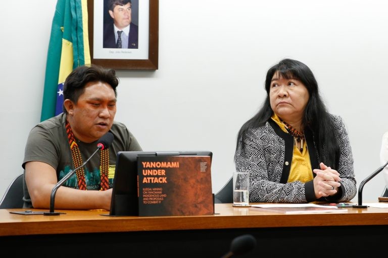 Dário Kopenawa e a deputada Joenia Wapichana - (Foto: Elaine Menke/Câmara dos Deputados)