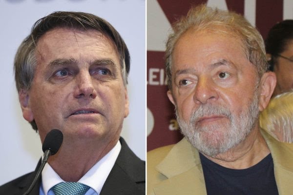 O presidente Jair Bolsonaro (sem partido) e o ex-presidente Lula (PT), fortes candidatos à Presidência em 2022