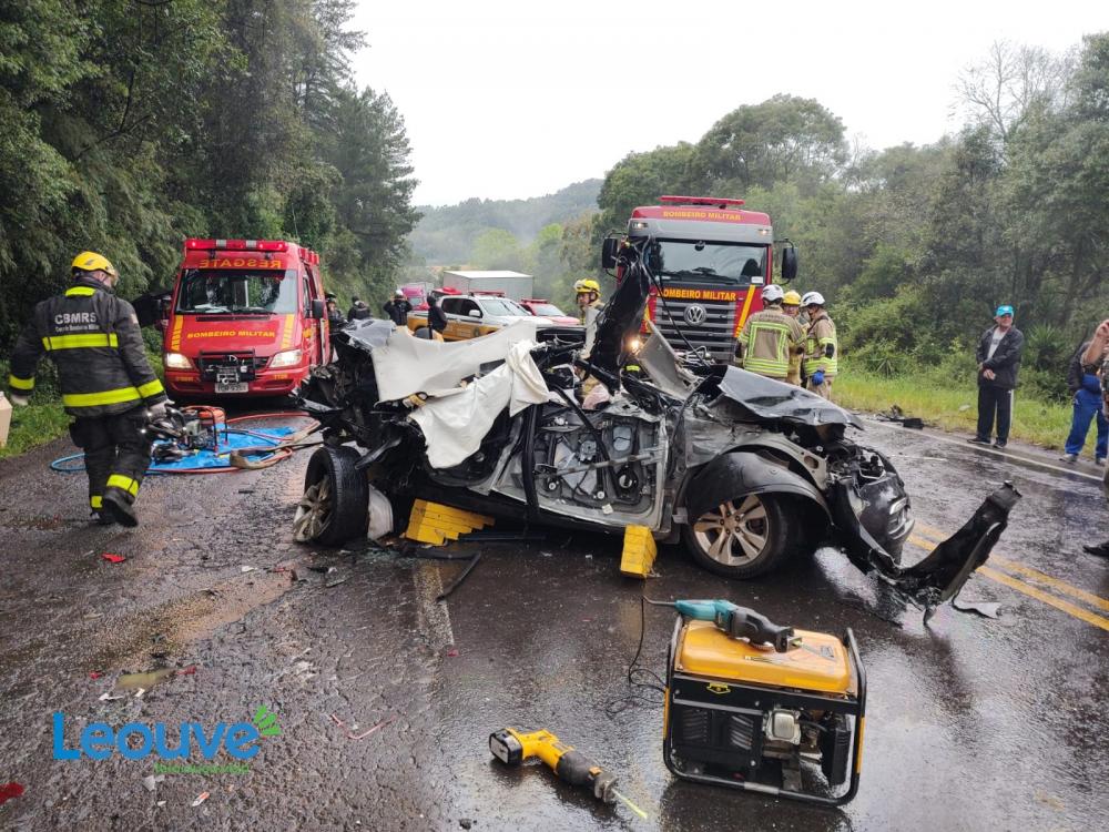 Homem fica gravemente ferido após acidente entre quatro veículos na RSC-453 (Foto: Mateus Resemini/Grupo RSCOM)
