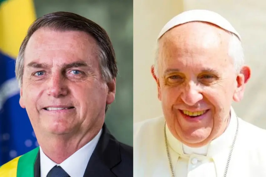 Foto oficial do presidente Jair Bolsonaro e foto de perfil do Papa Francisco no Twitter // Alan Santos/PR e Papa Francisco/Twitter