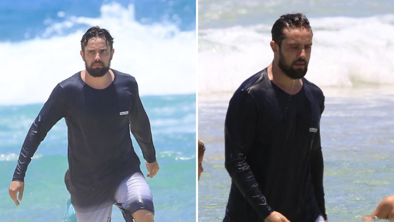 Recém-separado, Rafael Cardoso surge com os filhos e de cara fechada em praia no Rio - AgNews