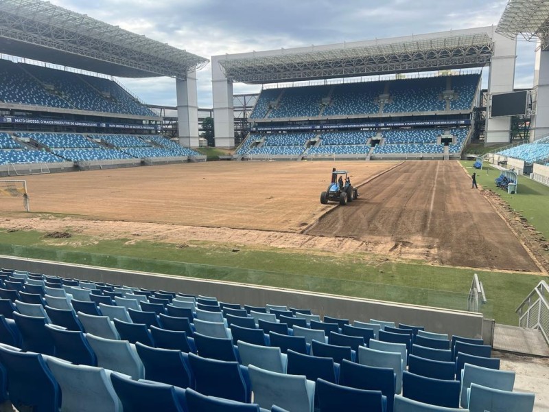Substituição do gramado na Arena Pantanal - Foto por: Secel-MT