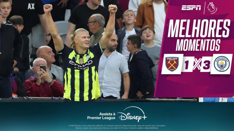 Com show de Haaland, Manchester City vence o West Ham e segue 100% na Premier League